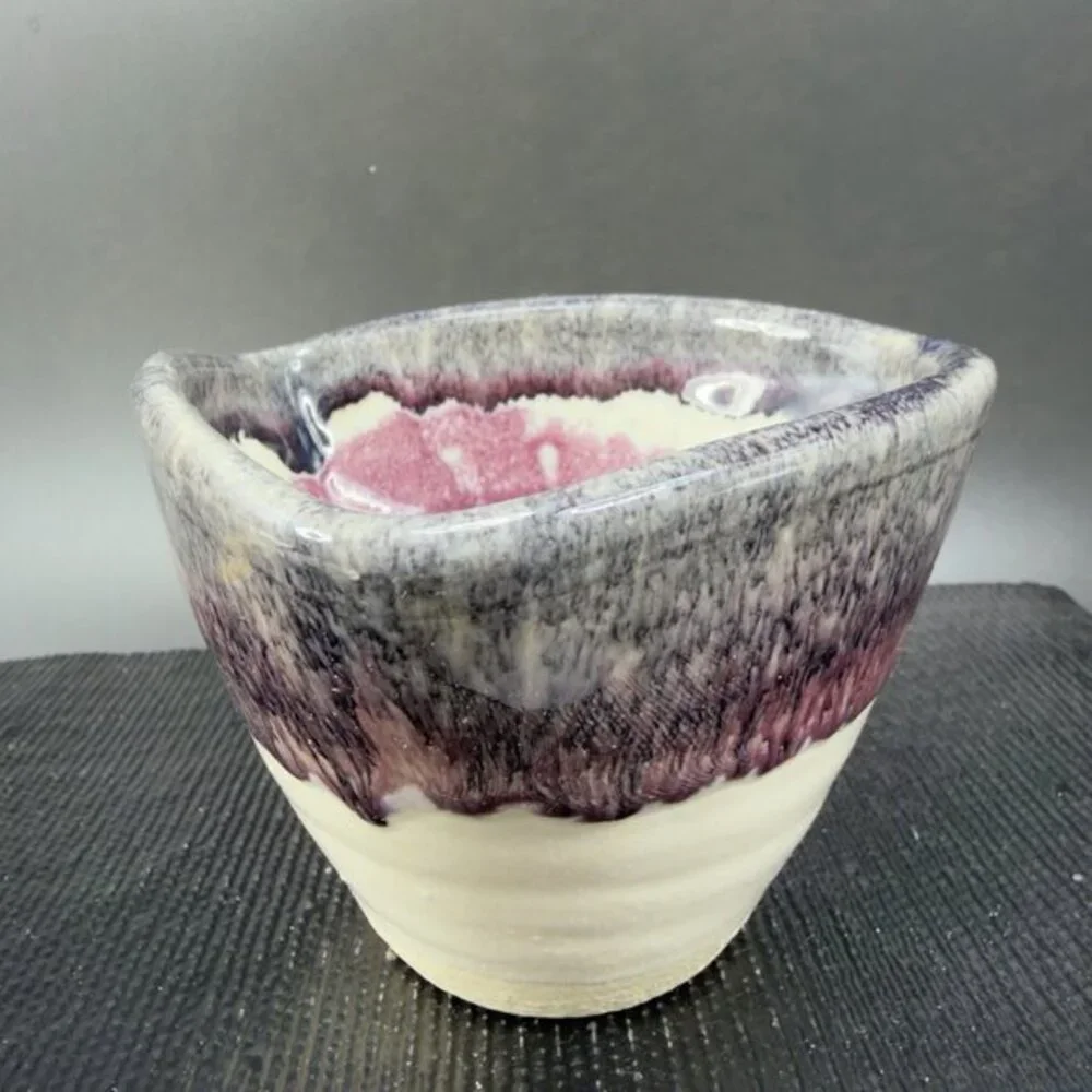 Vintage Hand Made Studio Art Pottery Signed‎ Lisa Heavy Drip Glaze Salsa Dish